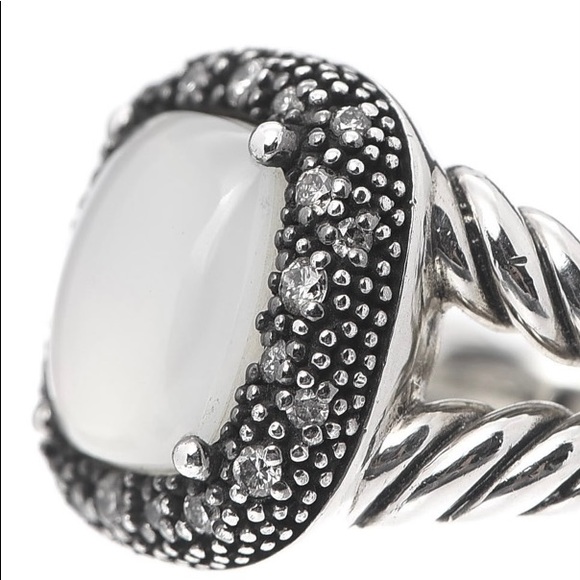DAVID YURMAN Sterling Silver Diamond Moonlight Ice Petite Albion Ring, Size 5 - Picture 3 of 5